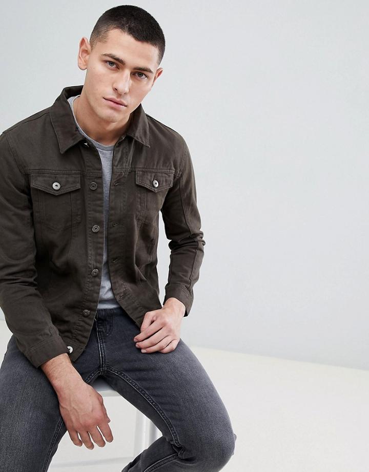 Brave Soul Classic Denim Twill Jacket - Green