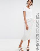 One Day Tall Sweat Midi Skirt With Drawstring Waist - Gray Marl