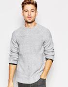 Another Influence Intarsia Stripe Sweater - Gray
