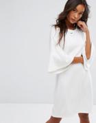 Noisy May Fluted Sleeve Dress - White