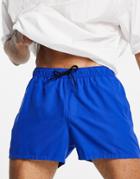 Asos Design Swim Shorts In Blue Short Length-blues
