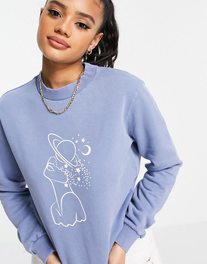 Na-kd X Lisa Marie Schiffned Printed Sweatshirt In Light Blue