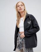 Herschel Voyage Packable Coach Jacket Back Logo Print In Black - Black