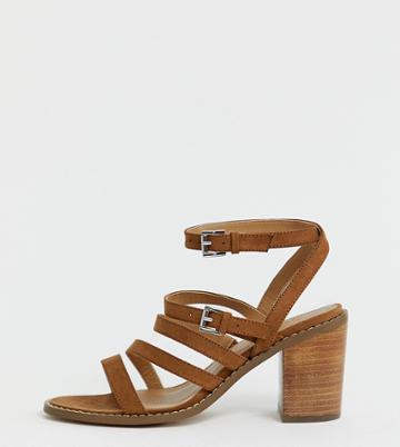 Asos Design Wide Fit Tycoon Heeled Sandals-tan