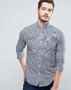 Abercrombie & Fitch Poplin Shirt Muscle Slim Fit In Navy Gingham - Navy