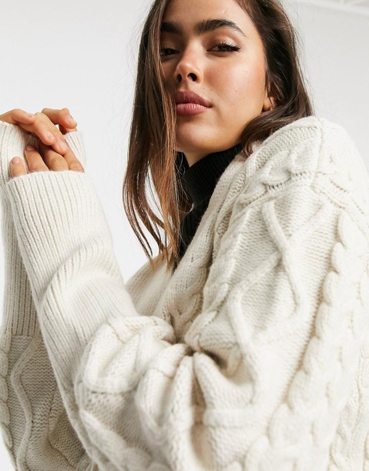 Fashion Union Fitted Cardigan With Tie Waist In Textured Knit-white