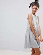 Asos Sleeveless Button Smock Dress - Gray