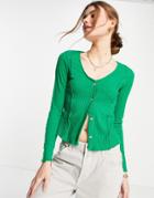 Mango Lettuce Edge Button Front Top In Green