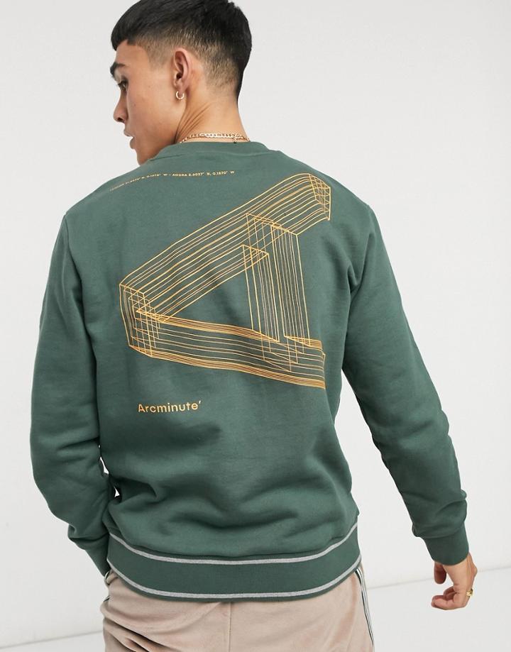 Arcminute Sweatshirt With Back Print In Green