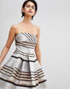 Forever Unique Mini Metallic Stripe Dress - Gold