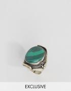 Reclaimed Vintage Inspired Turquoise Stone Ring - Silver