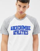 Abercrombie & Fitch Chest Logo Baseball T-shirt In White/gray - White