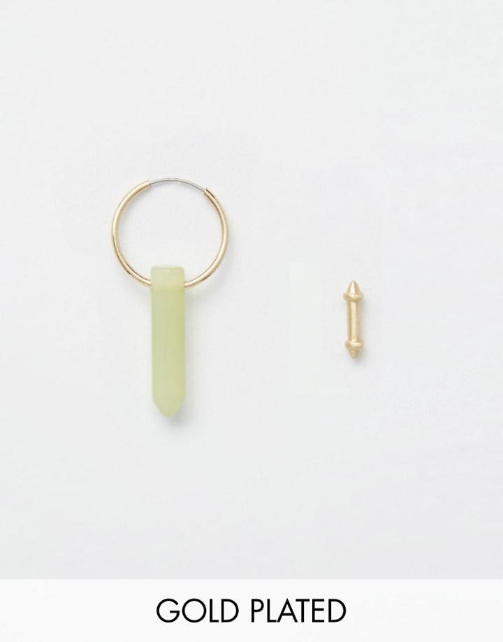 Pilgrim Semi Precious Shard & Stud Earrings - Gold