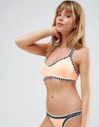 Seafolly Crochet Trim Bralette Bikini Top - Orange