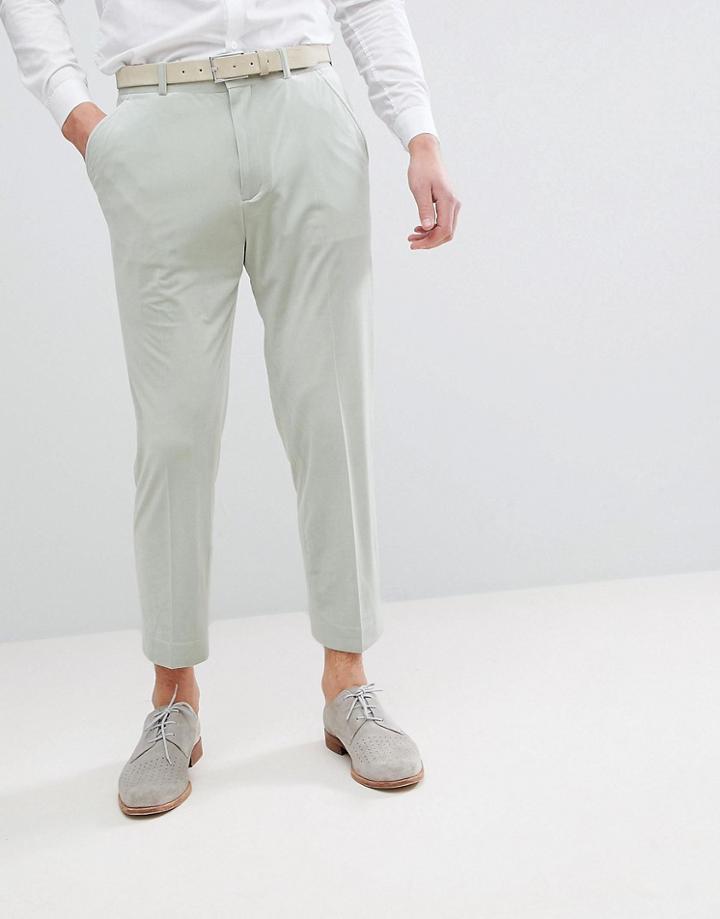 Asos Wedding Tapered Smart Pants In Sage Green Velvet - Green