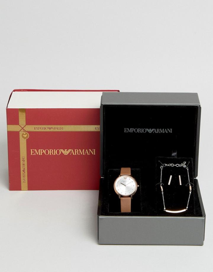 Emporio Armani Watch & Jewelry Set - Gold