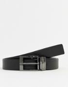 Armani Exchange Leather Reversible Logo Keeper Belt In Black/dark Brown - Black