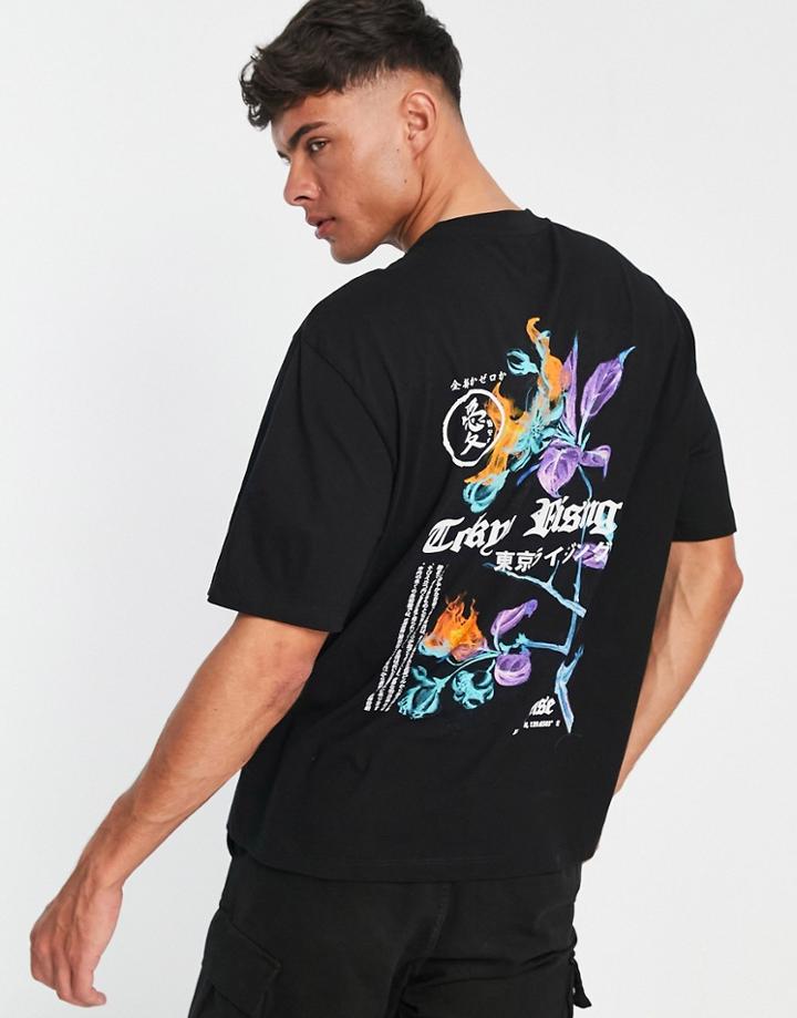 River Island Tokyo Print T-shirt In Black