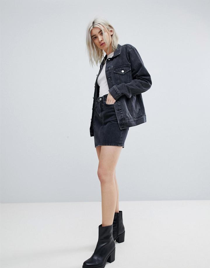 Weekday Denim Mini Skirt - Black