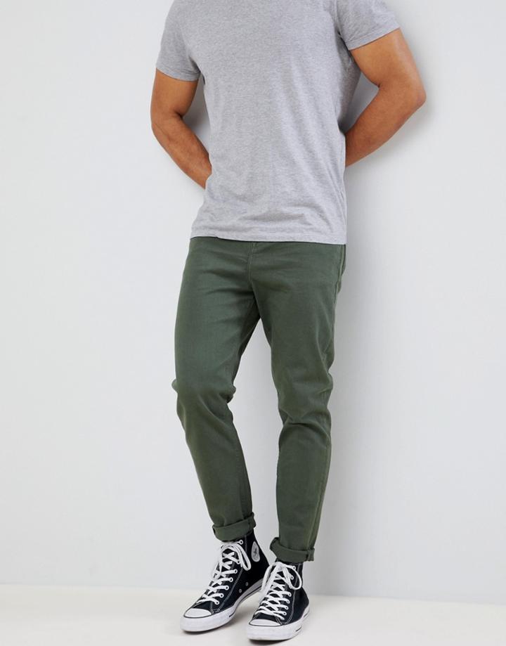 Asos Design Tapered Jeans In Green