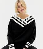 Y.a.s Tall Tabullah Stripe Knit Sweater - Black