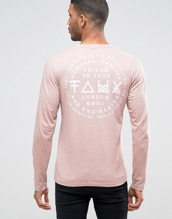 Friend Or Faux Wayback Back Print Long Sleeve Top - Pink
