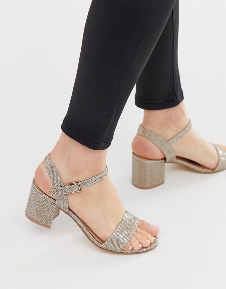 London Rebel Kitten Heel Sandals-gold