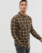Soul Star Fitted Check Shirt With Double Check Pocket-tan