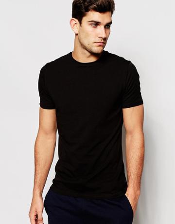 Bread & Boxers Crew Neck T-shirt In Organic Cotton In Regular Fit - Black