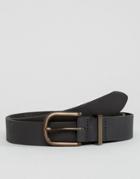 Asos Smart Slim Leather Belt With Copper Keeper In Black - Black