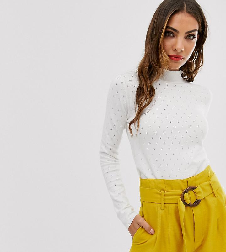 Stradivarius Micro-perforated Sweater In Cream