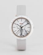 Fossil Es4381 Ladies Leather Marble Effect Watch In White - White