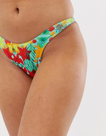 Sian Marie Amphi Reversible Bikini Bottom In Blue Tropical-multi