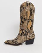 Depp Tall Leather Western Boot In Snake - Multi