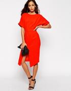 Asos Wiggle Dress With Split Front - Red