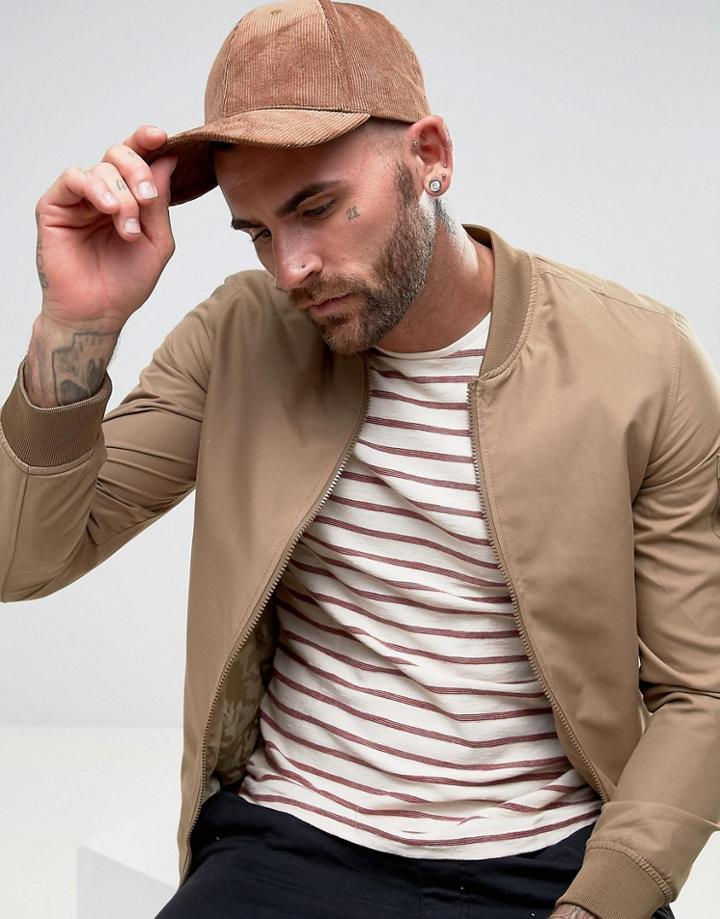 Asos Baseball Cap In Brown Cord - Brown