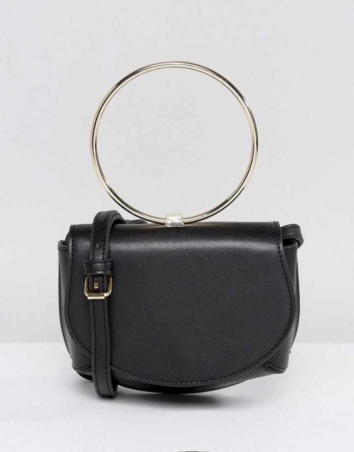 Asos Ring Detail Saddle Cross Body Bag - Black