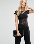 Y.a.s Abra Bardot Top In Lace - Black