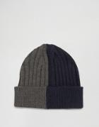 Asos Half And Half Beanie In Navy And Gray - Blue