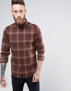 Asos Regular Fit Shirt In Brown Check - Brown