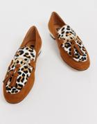 River Island Loafers With Tassel Detail In Leopard Print-multi