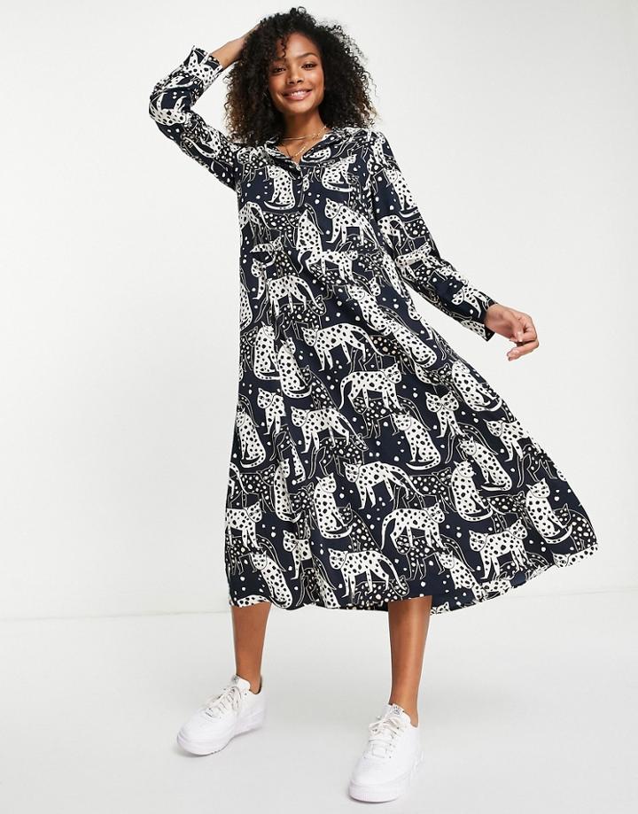 Monki Recycled Polyester Shirt Dress In Multi