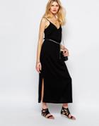 Sessun Maxi Dress With Rope Tie In Black - Black