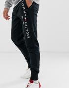Tommy Hilfiger Leg Embroidered Logo Cuffed Joggers In Black - Black
