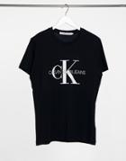 Calvin Klein Jeans Iconic Monogram Slim T-shirt In Black