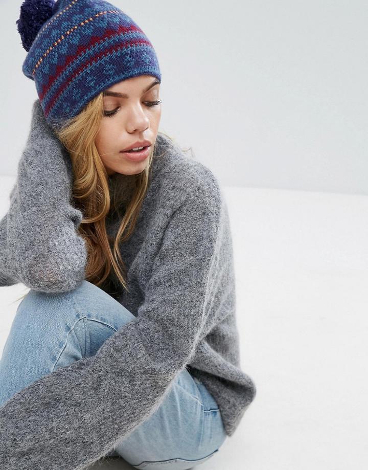 Alice Hannah Fairisle Jacquard Beanie - Multi