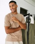 River Island Crew Neck T-shirt In Stone-neutral