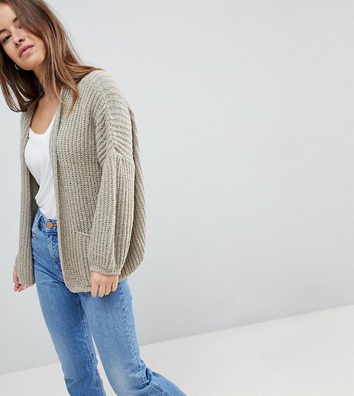 Asos Petite Oversized Chunky Cardigan - Stone