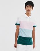 Asos Design Polo Shirt With Color Block In Pastel - Multi
