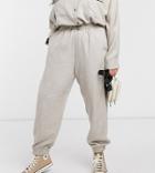 Asos Design Curve Tailored Sweatpants In Camel Texture-neutral